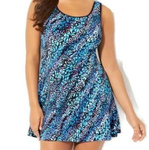 Swimsuits For All Jacuzzi Blue Print Swim Dress